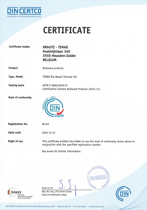 Temax bio certificate tuv din certco